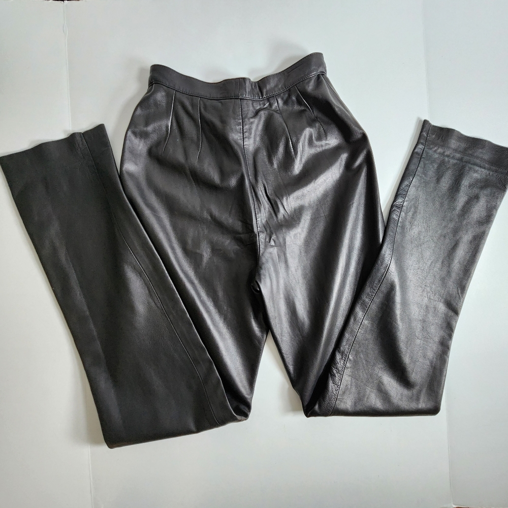 Dana Buchman Lamb Skin Leather Black Pants Size 2 - Picture 9 of 16